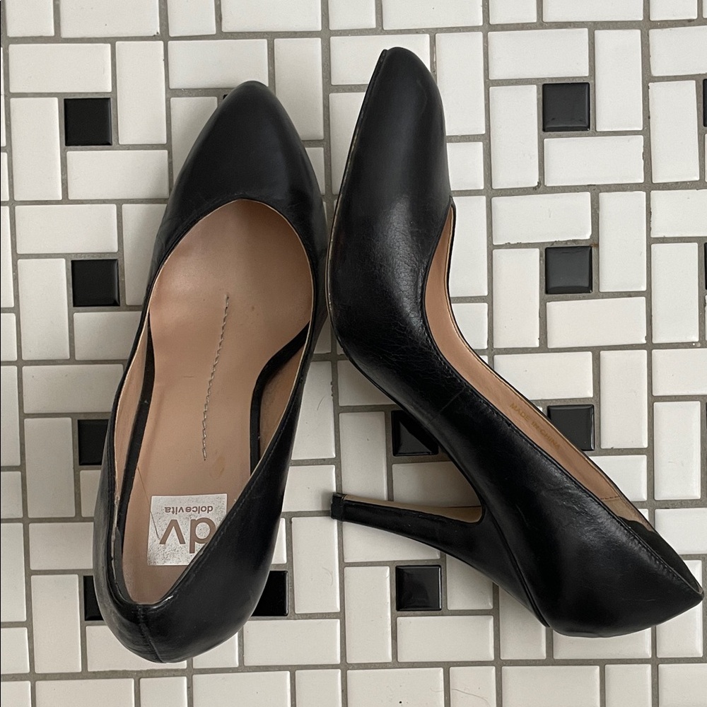 DV Dolce Vita Black Leather High Heel Pumps - Size 10